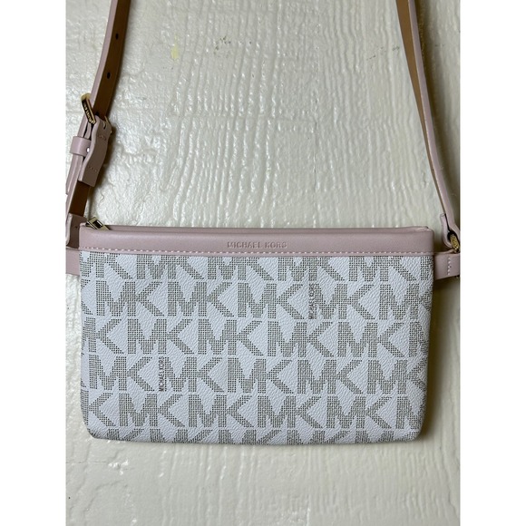 Michael Kors‎ Crossbody Bag Women's MK Logo Pink Leather Small Purse - Picture 1 of 12